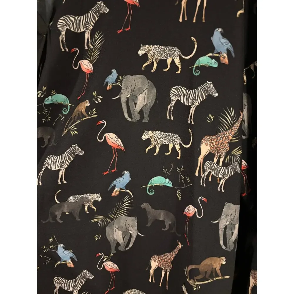 Zara Animal Zoo Print Long Sleeve Blouse XL - Picture 3 of 5